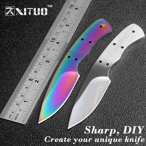 XITUO Sharp diy blade Blank Outdoor Camping Tactical Hunting DIY pocket Fixed blade Knife Blanks 440c EDC stainless steel tools ► Photo 1/6