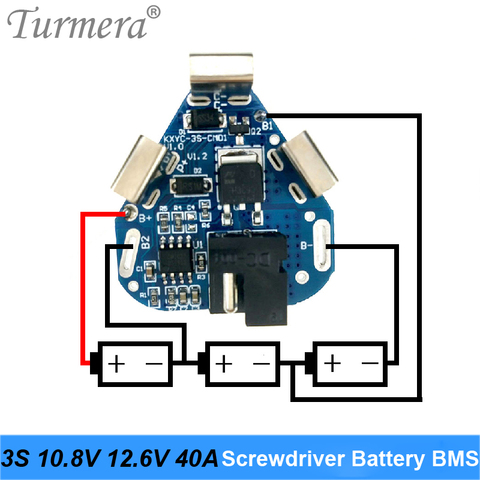 3S 10.8V 12.6V 40A BMS 18650 Lithium Battery Board BMS for Screwdriver Shura Shurika Battery 3S 12V Battery Replace Use Turmera ► Photo 1/6