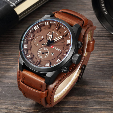 CURREN Top Brand Sport Mens Dropshipping Watches Male Clocks Date Sport Military Clock Leather Strap Quartz Men Watch Gift 8225 ► Photo 1/6