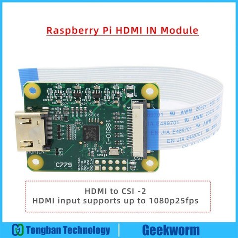 Raspberry Pi HDMI to CSI-2 Adapter Board with 15 pin FFC cable, HDMI inpute supports up to 1080p25fps ► Photo 1/6