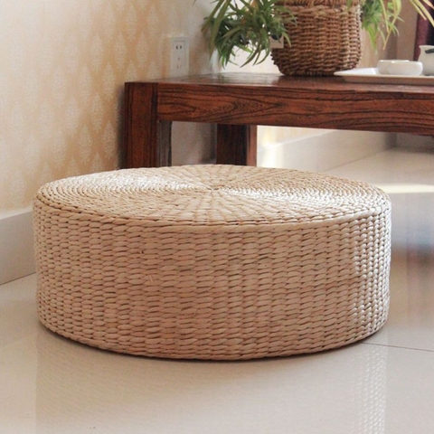 Floor Pillow Eco-Friendly Round Straw Cushion Hand Woven Tatami Floor Mat Yoga Tea Ceremony Meditation Pad ► Photo 1/6