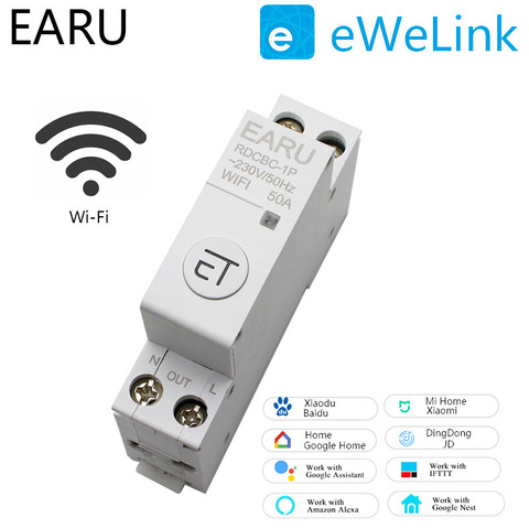 1P Din Rail WIFI Circuit Breaker Smart Timer Switch Relay Remote Control By EWeLink APP Smart Home Compatiable With Alexa Google ► Photo 1/6
