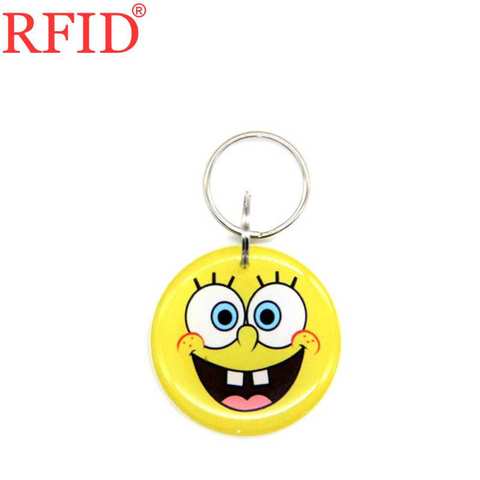 ID 125khz EM4305 EM4205 Rewritable Writable Keyfob Token RFID Circular Cartoon Keychain Access Control Card Fast Shipping 1pcs ► Photo 1/6