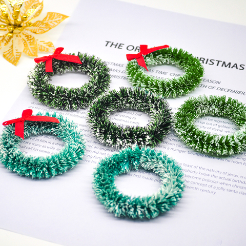6 Mini handmade Christmas wreath Christmas home decorations Christmas tree DIY floral wedding artificial wreath pendant jewelry ► Photo 1/6