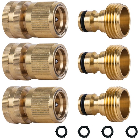 Drip watering Garden Hose Quick Connect Solid Brass Connector Garden Hose Fitting Water Connectors 3/4 Inch Ght (3 Sets) ► Photo 1/6