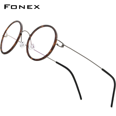 FONEX Titanium Alloy Glasses Frame Men Round Myopia Optical Women Prescription Eyeglasses 2022 Korean Screwless Eyewear 98636 ► Photo 1/6