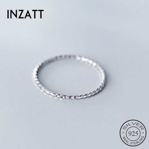 INZATT Real 925 Sterling Silver Minimalist round Ring For Fashion Women Party Cute Fine Jewelry Geometry Accessories Gift ► Photo 1/6