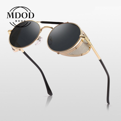 Classic Gothic Steampunk Style Sunglasses Men 2022 Women Brand Designer Round Frames for Male Vintage Shade Gafas De Sol Okulary ► Photo 1/6