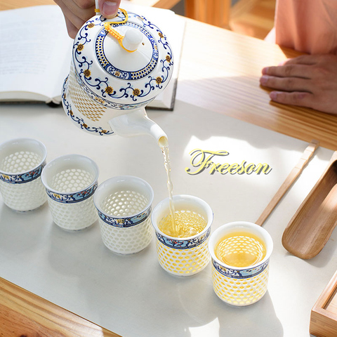 Traditional Chinese Blue White Porcelain Tea Set Green Puer Tea Cup Pot Ceramic Teapot Kungfu Teaset Teatime Drinkware Teaware ► Photo 1/6