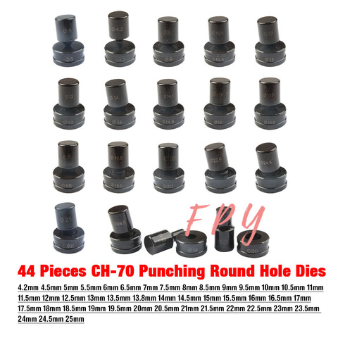 44 Pieces A Set Hydraulic Punching Round Hole Dies for CH-70 Punching Machine CH-70 Hydraulic Punching Dies Set ► Photo 1/5