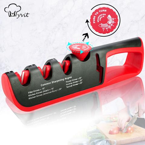 Knife Sharpener Adjustable Manual 4 Stages Scissors Sharpening Stone Kitchen Grinder knives Whetstone Angle Sharpener Tool ► Photo 1/6