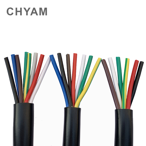 17 AWG 1mm2 RVV 2/3/4/5/6/7/8/10/12/14/16/18 Cores Pins Copper Conductor Electric Cable Black Soft Wire ► Photo 1/3