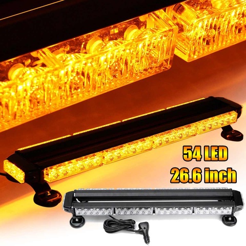 Universal Car Emergency Amber Double Side Flashing Strobe Lamp Work Light Bar 54 LED Vehicle Warning Light Assembly Waterproof ► Photo 1/6