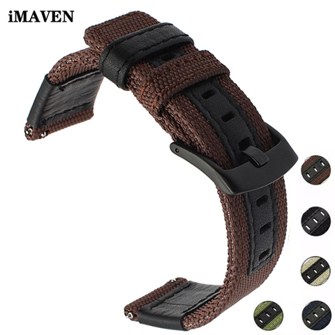 Canvas Nylon + Leather Watch Band For Jeep Diesel Fossil 20mm 22mm 24mm Men Watch Strap Longer Wrist Strap Watch Belt ► Photo 1/6