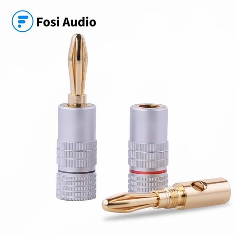 Banana Plugs 4 Pairs/ 8 pcs, 24K Gold Plated Dual Screws Jack Connectors for Amplifier, Speakers, Receiver ► Photo 1/5