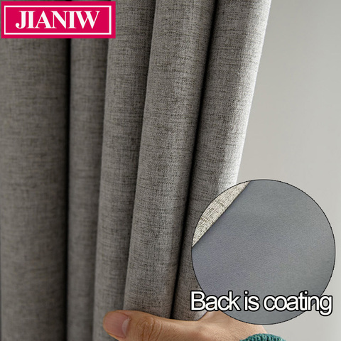 JIANIW Faux Linen Foam Back Blackout Curtain Thermal Insulated Soundproof Blinds Drapes for Bedroom Living Room Custom Made ► Photo 1/6