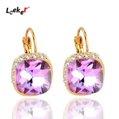 LEEKER Boho Multicolor Square Crystal Hoop Earring For Women And Girls Pink Blue Cubic Zircon Fashion Party Jewelry 715 LK8 ► Photo 1/6