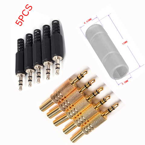 5pcs Black Plastic Pure Copper Conductor Housing Audio Jack Plug Headphone Stereo 3.5mm Male Adapter ► Photo 1/6