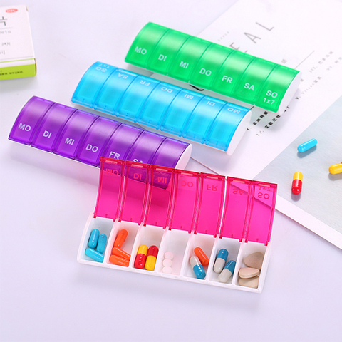 1pc Colored 7-day Weekly Pill Organizer