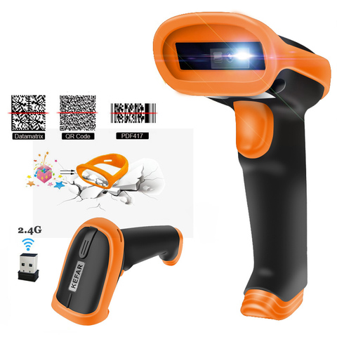 KEFAR Automatic 2D Wireless QR Barcode Scanner PDF417 2.4G USB bar code reader Support Supermarket POS terminal Retail shop ► Photo 1/6