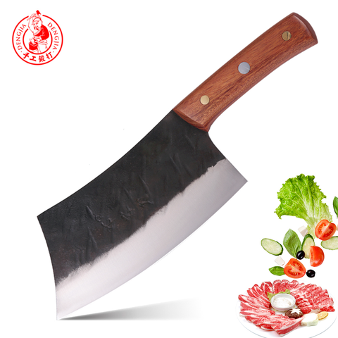 DENGJIA Chinese Handmade Carbon Steel Vegetable Knives and Slicing Knife Color Solid Wood Handle Kitchen Meat Cleaver ► Photo 1/6