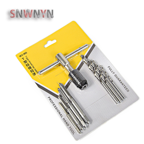 9PCS/SET T Type Thread Tap Reamer Metric Screw Tap Hand Taps Drill Bit Set Screw Hole Drill Bit Set Machine Thread Tap Hand Tool ► Photo 1/6