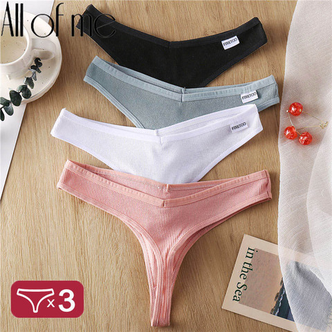 3PCS/Set Women's Panties G-string Thong Cotton Underwear Sexy Panties Female Underpants 6 Solid Color Pantys Intimates Lingerie ► Photo 1/6