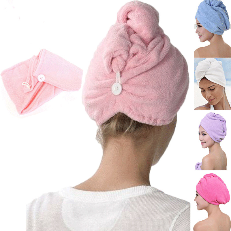 Rapid Fast Drying Hair Absorbent Towel Cap Turban Wrap Cloth Soft Shower Hat 