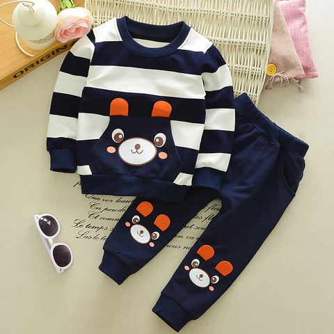 Spring and autumn baby boy clothes cartoon cute bear stripe printed cotton two-piece suit baby boy clothes casual baby suit ► Photo 1/6