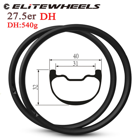 ELITEWHEELS 27.5er MTB Carbon Rim Enduro And DH Carbon Rim Hookless Tubeless Ready Rims 40mm Width For Mountain Bike Wheels ► Photo 1/5