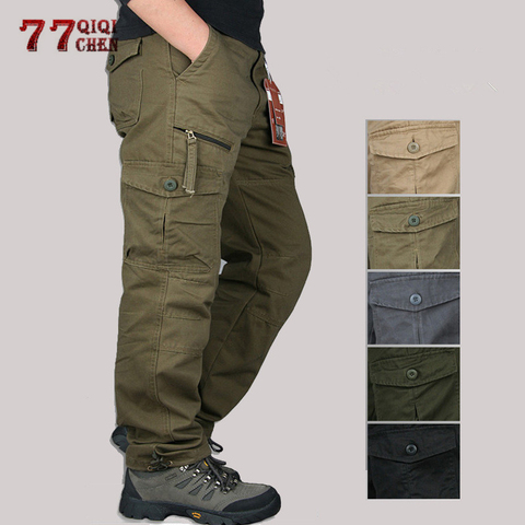 2022 Men‘s Cargo Pants Tactical Multi-Pocket Overalls Male Combat Cotton Loose Slacks Trousers Army Military Work Straight Pants ► Photo 1/6