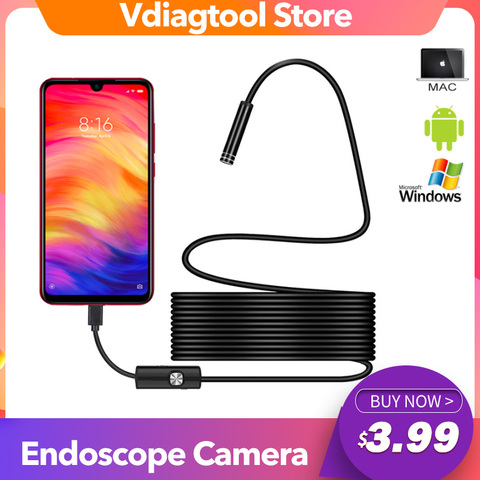 1M 2M 5M Endoscope Camera 3 in 1 5.5mm 7mm IP67 Waterproof 6 LED Borescope Car Inspection Camera For Android/Type-C Loptop ► Photo 1/6