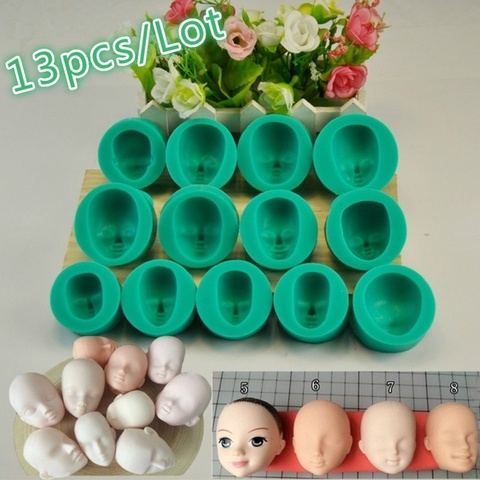 13 Pattern 3D Dolls Face Silicone Mold Sponge Fondant Cake Choolate Baking Tool Baby Face Mold ► Photo 1/6