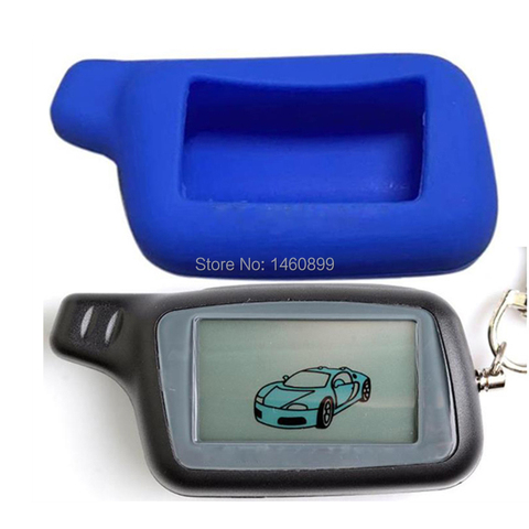 X5 LCD Remote Control Key Fob + Blue Silicone Case For Russian Vehicle Security Two way car alarm system TOMAHAWK X5 X3 Keychain ► Photo 1/6
