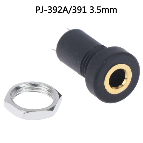 3.5MM Audio Jack Socket 3 Pole Black Stereo Solder Panel Mount Gold With Nuts ► Photo 1/6