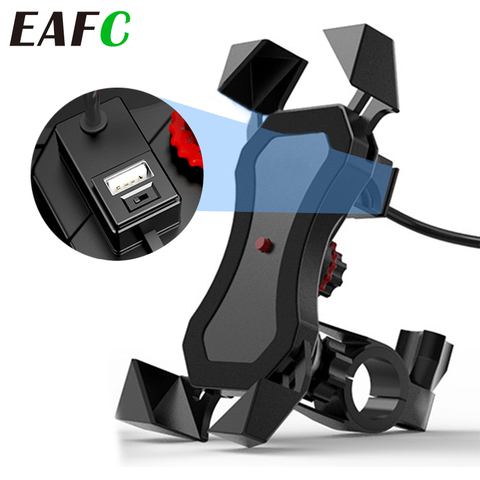 Motorcycle Mobile Phone Holder Mount Support With USB Fast 2.1A Charger 360 Degree Rotation for Moto 4-6 inch for Huawei Xiaomi ► Photo 1/6