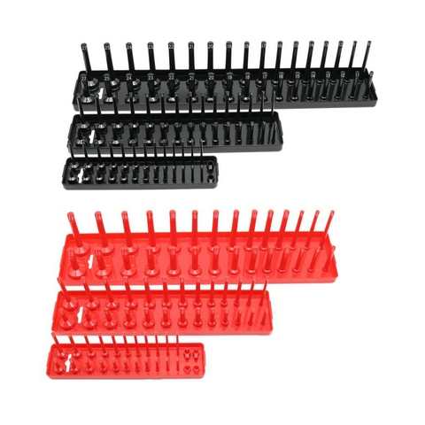 3/6PCS Set 1/4'' 3/8'' 1/2'' Socket Organizer Sleeve Holder Garage Storage Tool Metric SAE Plastic Home Tool Rack Tray Organizer ► Photo 1/6