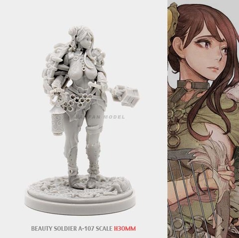 30MM Resin Kits BEAUTY SOLDIER Goddess Series self-assembled A-107 ► Photo 1/1