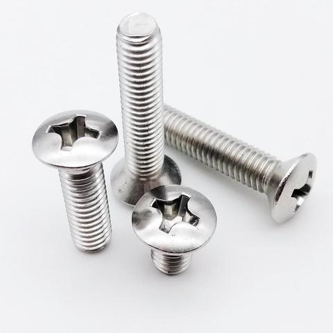 M2 M2.5 M3 M4 M5 M6 GB820 DIN966 A2-70 304 Stainless Steel Cross Recessed Phillips Raised Countersunk Head Half Oval Screw Bolt ► Photo 1/6