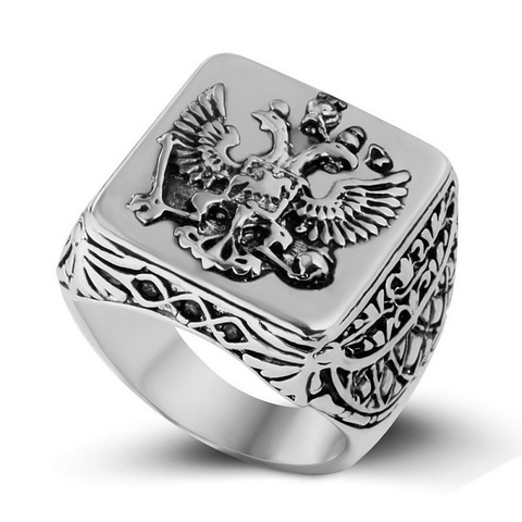 Fashion Men Signet Ring Empire Double Eagle Rings For Male Punk  Arms Of Big Ring For Men Best Gift ► Photo 1/6