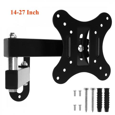 10KG Adjustable 14-27 Inch TV Wall Mount Bracket Flat Panel TV Frame Support 15 Degrees Tilt with Small Wrench for LED Monitor ► Photo 1/6