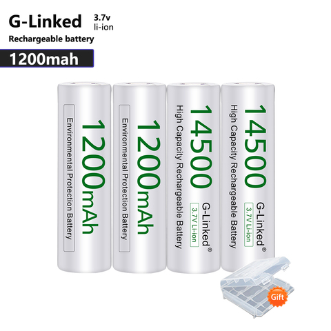 AA 14500 Lithium Battery 14500 3.7V 1200mAh Rechargeable Battery AA Battery for Gas Meter Alarm with Free Holder Battery Charger ► Photo 1/6