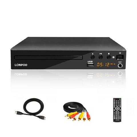LONPOO Mini USB RCA HDMI DVD Player Region Free Multiple OSD Languages DIVX DVD CD RW Player LED Display Player DVD MP3 ► Photo 1/6