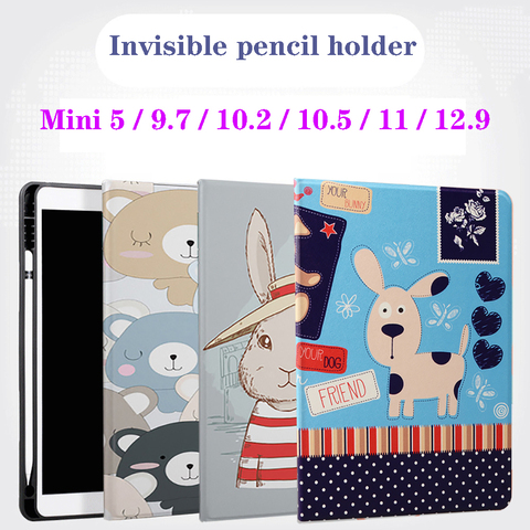 With Pencil Holder Case For iPad 5th 6th 9.7 7th 10.2 8th 2022 Funda 10.5 Mini 5 Pro 11 12.9 inch Case UV Silicone Smart Cover ► Photo 1/6
