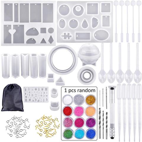 Silicone Mold For Resin Silicone uv Resin DIY Clay Epoxy Resin Casting Molds And Tools Set With A Black Storage Bag For Jewelry ► Photo 1/6