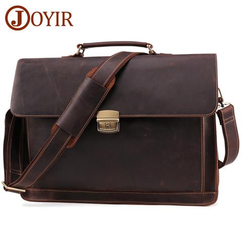 JOYIR Crazy Horse Genuine Leather Men's Briefcase Vintage Messenger Shoulder Bag Men's Business Laptop Handbag For Male 6393 ► Photo 1/6