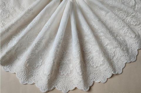 1 Yard Super Wide Off White Cotton100% Cloth Embroidered Lace Trim DIY Accessories Lace Fabric Width 22cm ► Photo 1/6