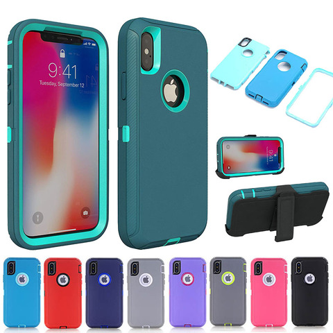 Armor Phone Case For iPhone X XS Max XR 7 8 6 6S Plus Case 3 in 1 Hybrid PC TPU Shockproof Defender Cover for iPhone 11 Pro Max ► Photo 1/6