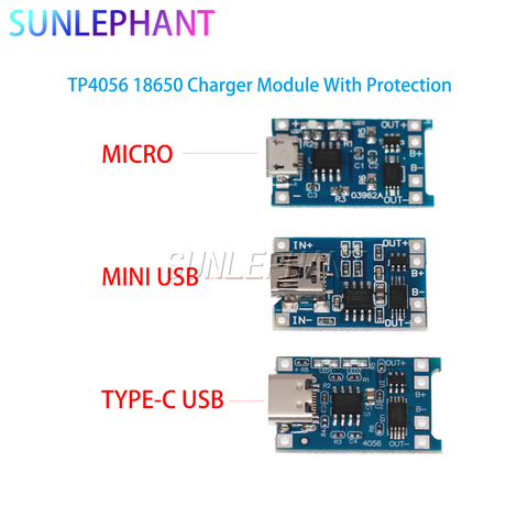 1PCS Great IT 5V 1A Micro USB 18650 type-c Lithium Battery Charging Board Charger Module+Protection Dual Functions TP4056 18650 ► Photo 1/6