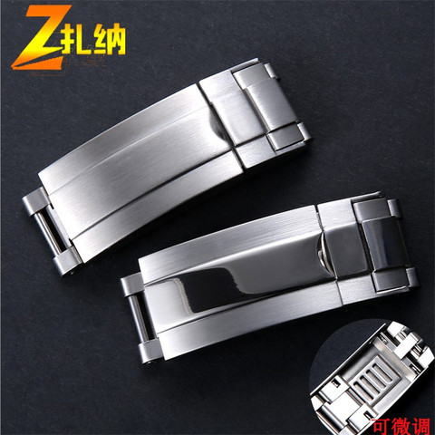 Watch Accessory 16*9mm 316L Stainless Steel OysterLock Clasp Silver Adjusted Folding Buckle For RX Deepsea GMT Daytona Sale Logo ► Photo 1/3